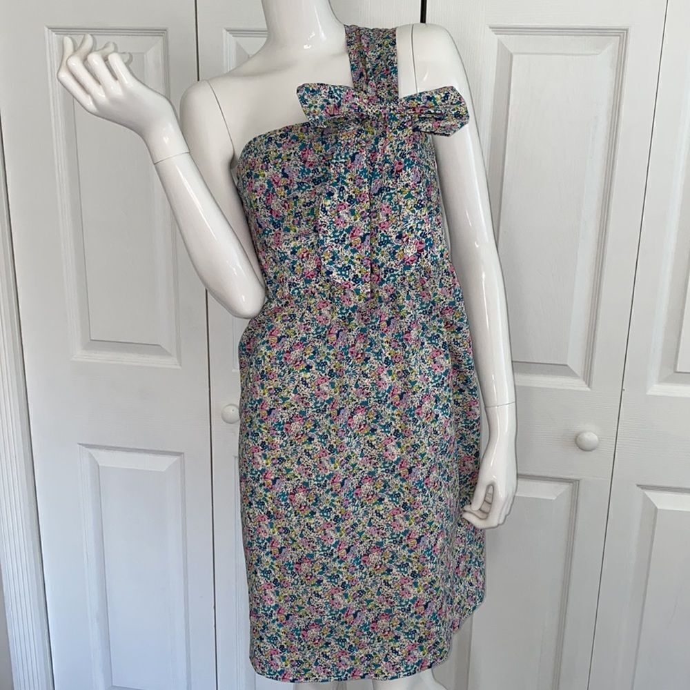 🔥 JCREW Liberty Fabric DRESS FLORAL BOW one shoulder New